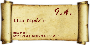 Ilia Alpár névjegykártya